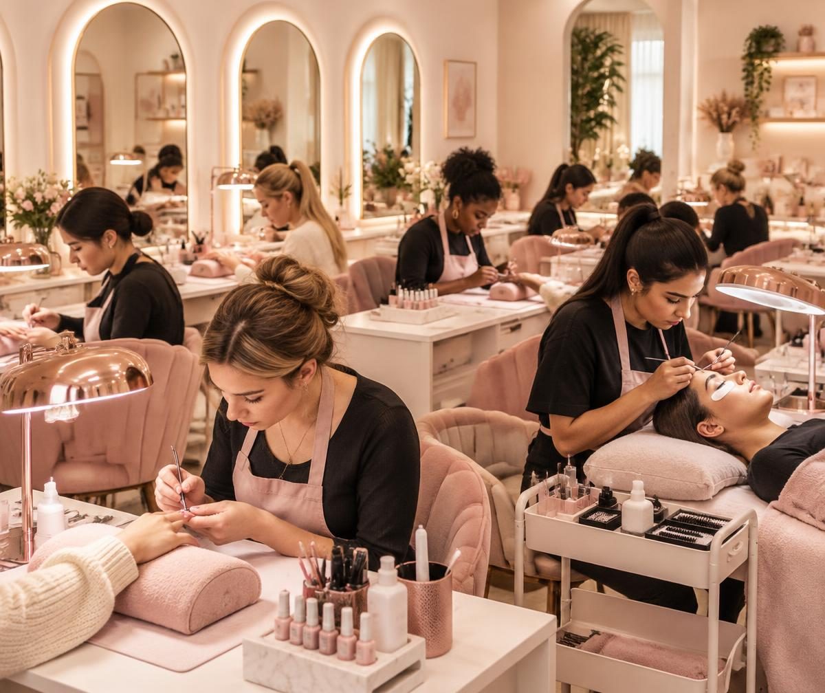 The Blush & Bloom Beauty Academy team at work